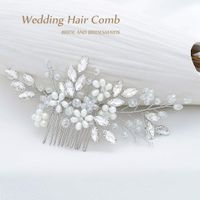 Women's Princess Wedding Geometric Color Block Artificial Pearl Alloy Glass Handmade Hair Combs sku image 4