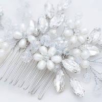 Women's Princess Wedding Geometric Color Block Artificial Pearl Alloy Glass Handmade Hair Combs main image 6