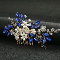 Women's Princess Wedding Geometric Color Block Artificial Pearl Alloy Glass Handmade Hair Combs sku image 1