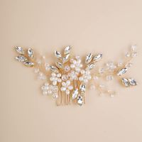 Women's Princess Wedding Geometric Color Block Artificial Pearl Alloy Glass Handmade Hair Combs sku image 3