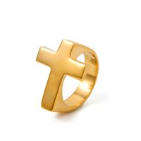 304 Stainless Steel 18K Gold Plated IG Style Classic Style Plating Cross Rings main image 5
