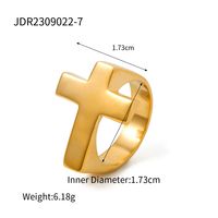 304 Stainless Steel 18K Gold Plated IG Style Classic Style Plating Cross Rings sku image 1