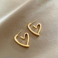 1 Pair Simple Style Heart Shape Stainless Steel None Gold Plated Ear Studs main image 1