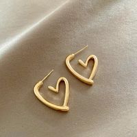 1 Pair Simple Style Heart Shape Stainless Steel None Gold Plated Ear Studs sku image 1