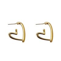 1 Pair Simple Style Heart Shape Stainless Steel None Gold Plated Ear Studs main image 3