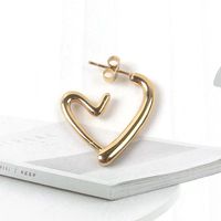 1 Pair Simple Style Heart Shape Stainless Steel None Gold Plated Ear Studs main image 4