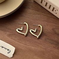 1 Pair Simple Style Heart Shape Stainless Steel None Gold Plated Ear Studs main image 5