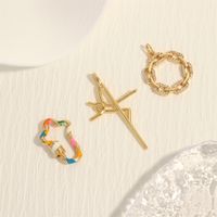 Simple Style Cross Copper Enamel Plating Inlay Zircon 18k Gold Plated Charms main image 3