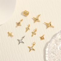 Simple Style Cross Copper Enamel Plating Inlay Zircon 18k Gold Plated Charms main image 1