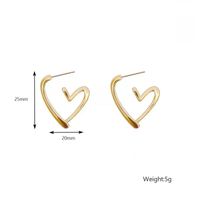1 Pair Simple Style Heart Shape Stainless Steel None Gold Plated Ear Studs main image 2