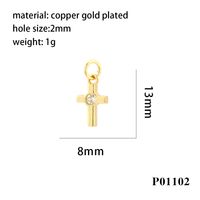 Simple Style Cross Copper Enamel Plating Inlay Zircon 18k Gold Plated Charms sku image 2