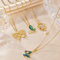 Stainless Steel Elegant Streetwear Plating Inlay Butterfly Zircon Pendant Necklace main image 4