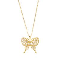 Stainless Steel Elegant Streetwear Plating Inlay Butterfly Zircon Pendant Necklace main image 7