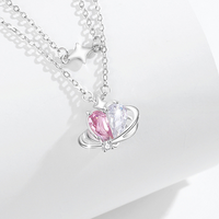 Sweet Classic Style Heart Shape Sterling Silver Plating Inlay Zircon White Gold Plated Pendant Necklace main image 6