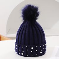Women's Fashion Solid Color Pom Poms Pearl Crimping Wool Cap sku image 9