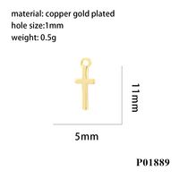 Simple Style Cross Copper Enamel Plating Inlay Zircon 18k Gold Plated Charms sku image 1