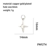 Simple Style Cross Copper Enamel Plating Inlay Zircon 18k Gold Plated Charms sku image 11
