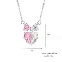 Sweet Classic Style Heart Shape Sterling Silver Plating Inlay Zircon White Gold Plated Pendant Necklace sku image 3