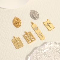 Hip-hop Simple Style Cross Copper Plating Inlay Zircon 18k Gold Plated Charms main image 3