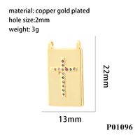 Hip-hop Simple Style Cross Copper Plating Inlay Zircon 18k Gold Plated Charms main image 6
