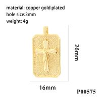 Hip-hop Simple Style Cross Copper Plating Inlay Zircon 18k Gold Plated Charms main image 9