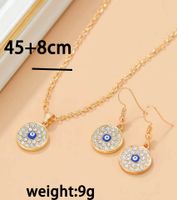 Fashion Round Devil's Eye Alloy Inlay Rhinestones Gold Plated Women's Earrings Necklace main image 8