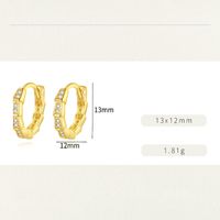1 Pair Vintage Style Printing Geometric Plating Inlay Sterling Silver Zircon Gold Plated Hoop Earrings main image 2