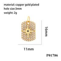 Hip-hop Simple Style Cross Copper Plating Inlay Zircon 18k Gold Plated Charms sku image 7