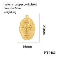 Hip-hop Simple Style Cross Copper Plating Inlay Zircon 18k Gold Plated Charms sku image 2