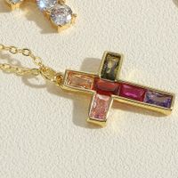 Casual Vintage Style Simple Style Cross Copper 14k Gold Plated Zircon Pendant Necklace In Bulk main image 5