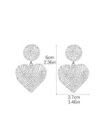 1 Pair Elegant Shiny Geometric Heart Shape Inlay Alloy Rhinestones Silver Plated Drop Earrings sku image 3