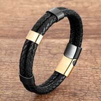 Casual Geometric Color Block Leather Rope Metal Men's Bracelets sku image 10