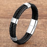 Casual Geometric Color Block Leather Rope Metal Men's Bracelets sku image 4