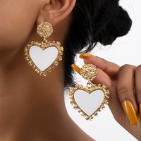1 Pair Vintage Style Heart Shape Plating Zinc Alloy 14k Gold Plated Drop Earrings sku image 1