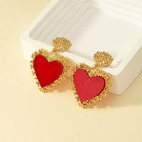 1 Pair Vintage Style Heart Shape Plating Zinc Alloy 14k Gold Plated Drop Earrings main image 8