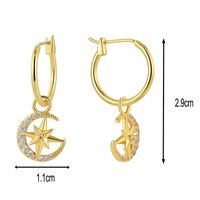 1 Paire Style Ig Style Britannique Star Lune Clé Placage Incruster Le Cuivre Perle Perles Zircon Plaqué Or 18k Boucles D'oreilles main image 2