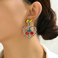 1 Pair Elegant Heart Shape Plating Inlay Zinc Alloy Rhinestones Dangling Earrings main image 1