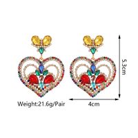 1 Paar Elegant Herzform Überzug Inlay Zinklegierung Strasssteine Hängende Ohrringe main image 5