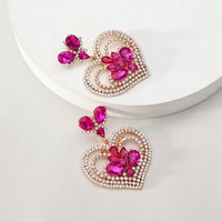 1 Pair Elegant Heart Shape Plating Inlay Zinc Alloy Rhinestones Dangling Earrings sku image 3