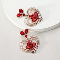 1 Pair Elegant Heart Shape Plating Inlay Zinc Alloy Rhinestones Dangling Earrings sku image 5