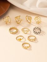 Vintage Style Round Leaves Heart Shape Alloy Women's Open Rings main image 4