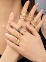 Vintage Style Round Leaves Heart Shape Alloy Women's Open Rings main image 1