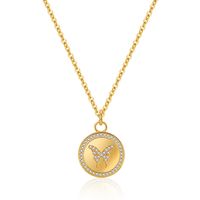 Vintage Style Classic Style Butterfly Copper Gold Plated Zircon Pendant Necklace In Bulk main image 4