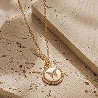 Vintage Style Classic Style Butterfly Copper Gold Plated Zircon Pendant Necklace In Bulk sku image 1
