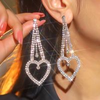 1 Pair Elegant Geometric Water Droplets Heart Shape Plating Inlay Alloy Rhinestones Drop Earrings main image 8