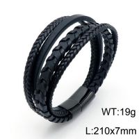 Classic Style Commute Solid Color Pu Leather Braid Men's Bangle main image 2