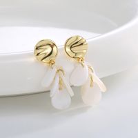 1 Pair Baroque Style Sweet Oval Water Droplets Plating Inlay Copper Shell 18k Gold Plated Ear Hook main image 1