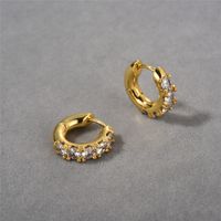1 Pair Elegant Vintage Style Round Plating Inlay Copper Zircon Gold Plated Hoop Earrings sku image 1