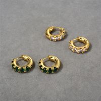 1 Pair Elegant Vintage Style Round Plating Inlay Copper Zircon Gold Plated Hoop Earrings main image 7