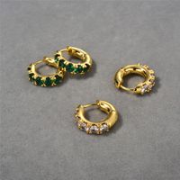 1 Pair Elegant Vintage Style Round Plating Inlay Copper Zircon Gold Plated Hoop Earrings main image 8
